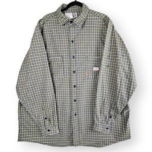 Rasco FR Shirt Mens 3XL Long Green Plaid Flame Resistant Workwear Button Up